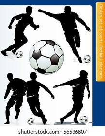 Sports design elements for Web. Soccer player and ball vector.