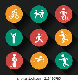 Sports design over black background, vector illustration