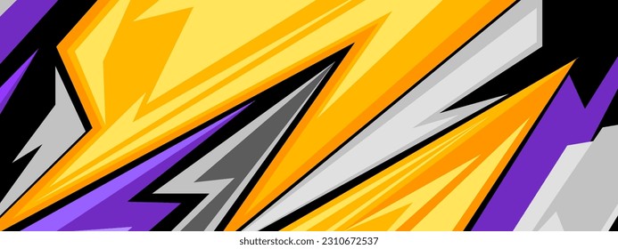 Sports design for racing premium 3d orange and purple vector banner background.