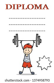sports diploma for the weightlifter , vector illustration