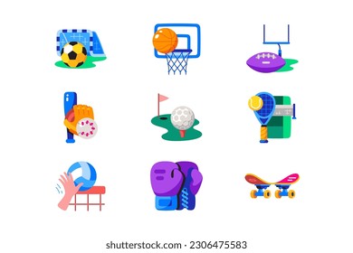 Sports disciplines icons set. Various sports related vector icon concepts