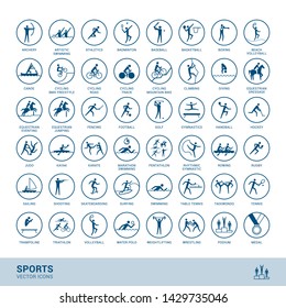 Sports disciplines icons  with vector stick figure symbol