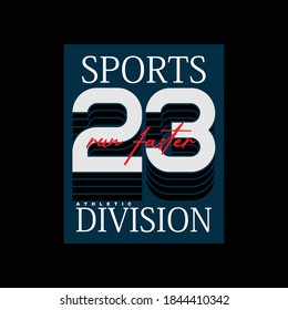 sports division lettering tee typography graphic stock vector illustration design
