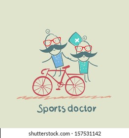 Sports Doctor Rides A Bicycle With A Patient