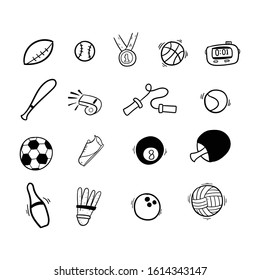 Sports doodle icon vector hand drawing 