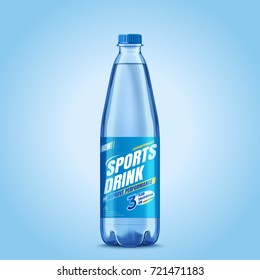 Sports Drink Package Design, Clear Liquid In Plastic Bottle Mockup In 3d Illustration