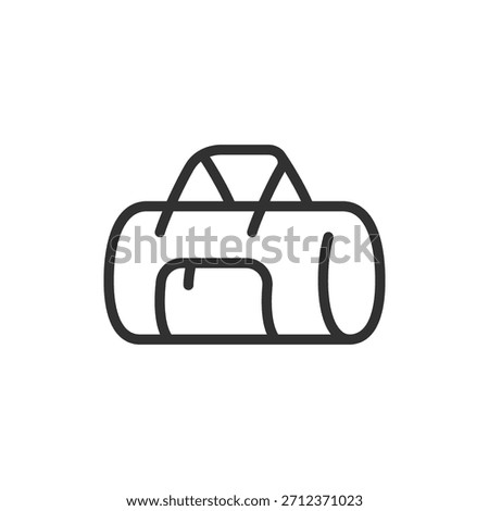Sports duffel bag, linear icon. Training gear storage and travel use. Line with editable stroke.