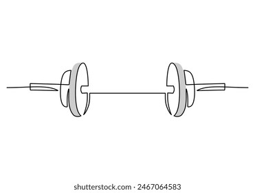 Sports dumbbell one line art. Continuous line drawing of sport, strength, power, lifting, activity, active, muscular, bodybuilder, wellness, weightlifting, weight, workout, athlete, kettlebell.