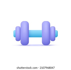 Sports dumbell for training exercise. Gym equipment. 3d vector icon. Cartoon minimal style.