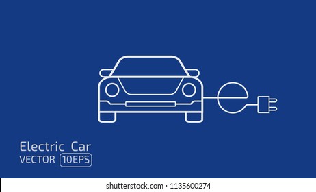 Sports electric car sign and symbol icon concept illustration isolated on dark blue background