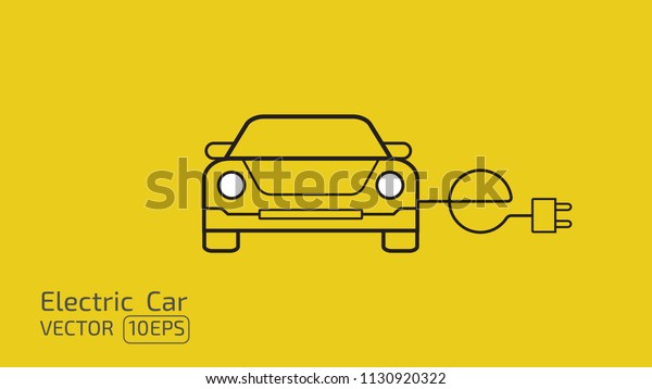 Sports electric car sign and symbol\
icon concept illustration isolated on yellow\
background