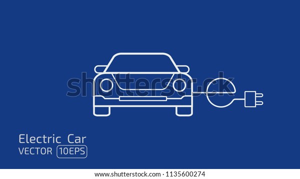 Sports electric car sign and symbol\
icon concept illustration isolated on dark blue\
background