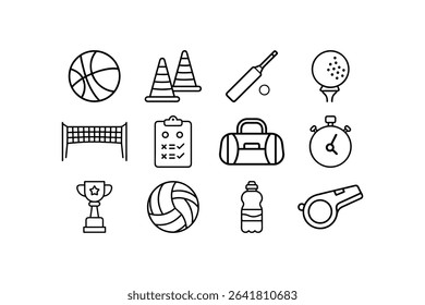 Sports element line art set 
