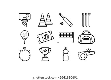 Sports element line art set 