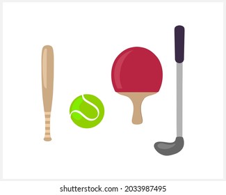 Sports elements isolated on white. Clipart collection. Vector stock illustration. EPS 10