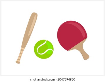 Sports elements isolated on white. Clipart collection. Vector stock illustration. EPS 10