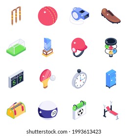 Sports Elements Isometric Icons Pack 