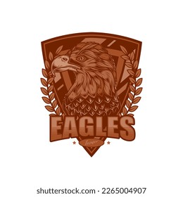 Sports emblem with an American eagle. Original vector illustration in vintage style.