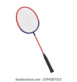 Sports equipment badminton racket isolated on white background. Vector