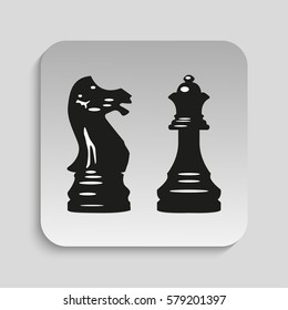 Sports Equipment. Carved chess pieces. Vector icon.