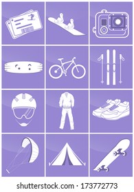 Sports equipment collection - icon set