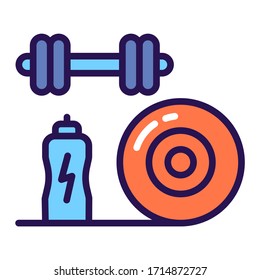 Sports equipment color linr icon. Home leisure. 