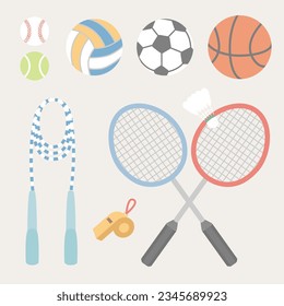 Sports equipment. different ball games elements.