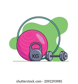sports equipment dumbbells kettlebell fitness ball hula hoop