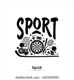 Sports Equipment, Flat Objects Set, Icons, Recreation and Leisure