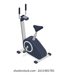 Sports equipment for gym. 3d flat isometric vector illustration exercise bike for cardio workout.