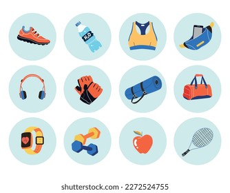 sports equipment, gym, female, muscle, active, activity, adult, apple, athlete, athletic, bag, body, bottle, clothing, collection, diet, dumbbell, element, emotion, equipment, exercise, fitness, fitne