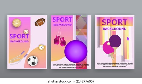 Equipos deportivos, entrenamiento en gimnasia y anuncios de actividades, pelotas vectoriales de lujo realistas, yoga, Zumba, tenis, pilates, ping-pong, béisbol, boxeo, voleibol