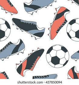 Sports equipment hand drawn seamless pattern vector. Doodle colorful background. Cartoon illustration sport objects