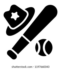 Sports equipment having baseball bat, sports ball and umpire hat
