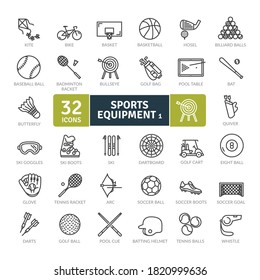 Sports Equipment Icons Pack. Thin line icons set. Flaticon collection set. Simple vector icons