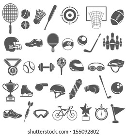 sports equipment icons set