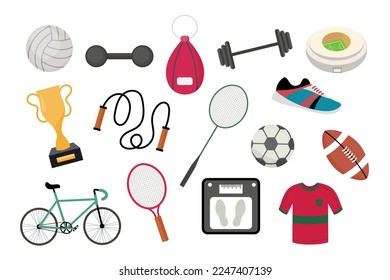 Sports Equipment Isolated Object Set.