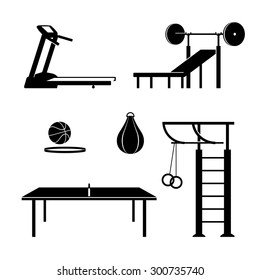 Sports equipment in monochromatic style