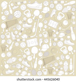 sports equipment and objects of different sports
