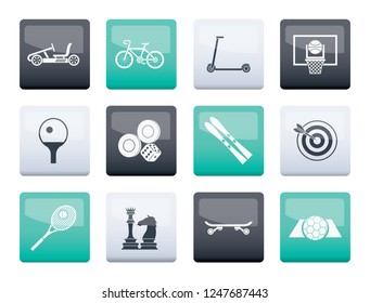 sports equipment and objects icons over color background - vector icon set 2