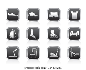 sports equipment and objects icons - vector icon set 1