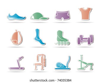 sports equipment and objects icons - vector icon set 1