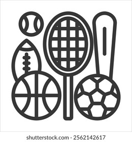 Sports Equipment Outline Icon Vector Illustration