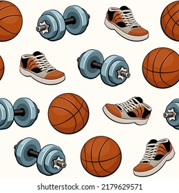 Patrón sin inconvenientes de los equipamientos deportivos. Fondo de textura vectorial.