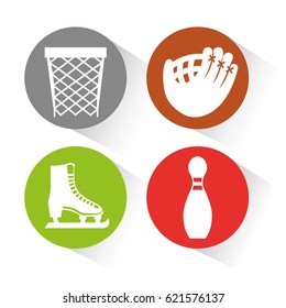sports equipment set icons
