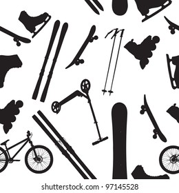 sports Equipment silhouette vector illustration seamless pattern