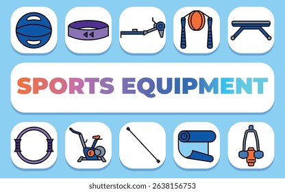 sports equipment text concept. Shablon for presentation and Infographics. Minimal Clean Icons for Apps and Websites.