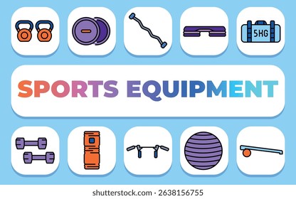 sports equipment text concept. Shablon for presentation and Infographics. Minimal Clean Icons for Apps and Websites.
