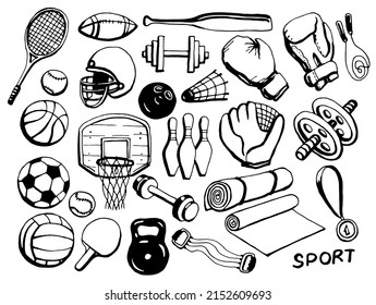 Sports equipment. Vector clipart. 
Isolated on transparent background