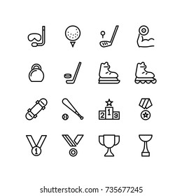 Sports and equipments icon set